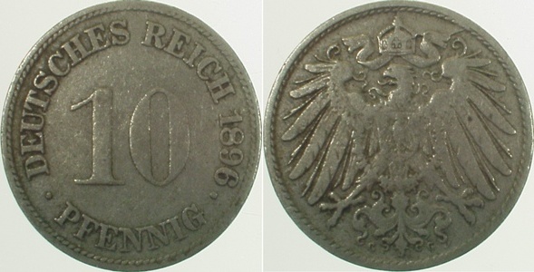 01396G~3.0 10 Pfennig  1896G ss J 013  