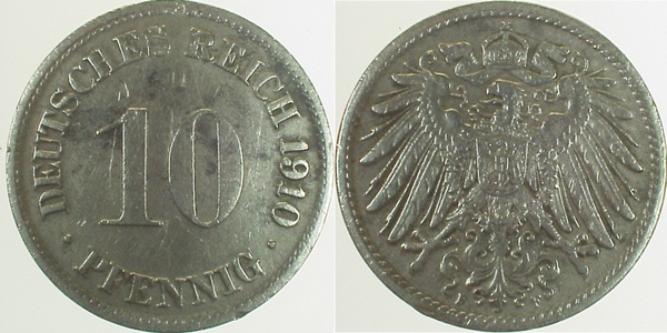 013n10F~2.5 10 Pfennig  1910F ss/vz J 013  