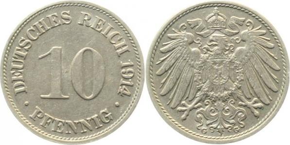 013n14G~1.5 10 Pfennig  1914G vz/stgl. J 013  