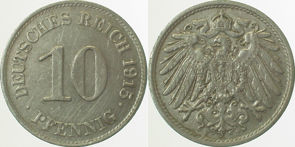 013n15E~3.0 10 Pfennig  1915E ss J 013  