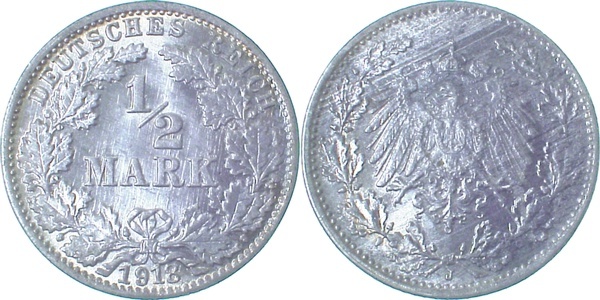 01618J~1.0d 0.5 Mark  1918J stgl. 8 nach oben doppelt !! J 016  