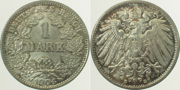 017n04D~1.2a 1 Mark  1904D f.stgl. Patina J 017  