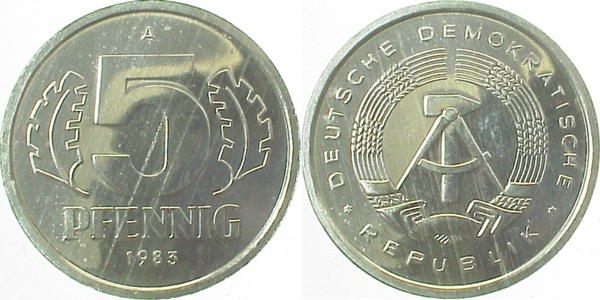 150983A~1.0a 5 Pfennig  DDR 1983A spgl. J1509  