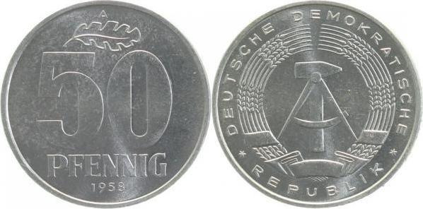 151258A~1.0a 50 Pfennig  DDR 1958A st.spgl!!! J1512  
