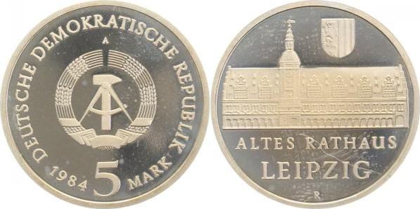 159684A~0.0 5 Mark  Altes Rathaus Leipzig 1984A PP in Kapsel TOP! J1596  