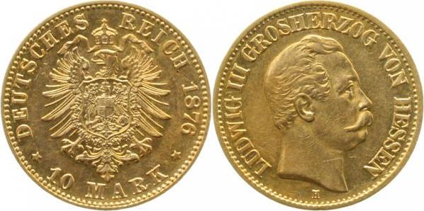 21676H~2.0-GG 10 Mark  1876H Ludwig III Hessen vz !! J 213  
