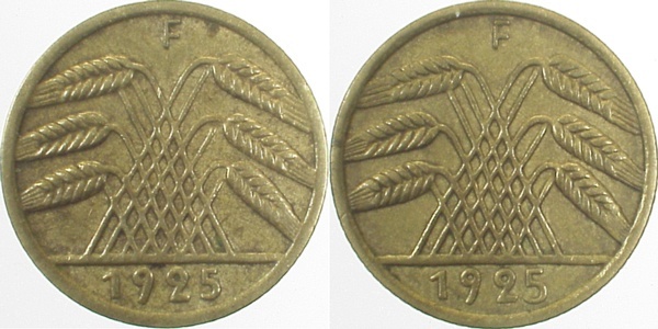 31625F~3.0a 5 Pfennig  1925F kleine und große Zahl 5 2Stück J 316  