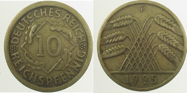 31725F~2.5 10 Pfennig  1925F ss/vz J 317  