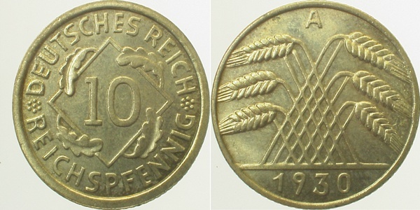 31730A~1.1 10 Pfennig  1930A prfr/stgl J 317  