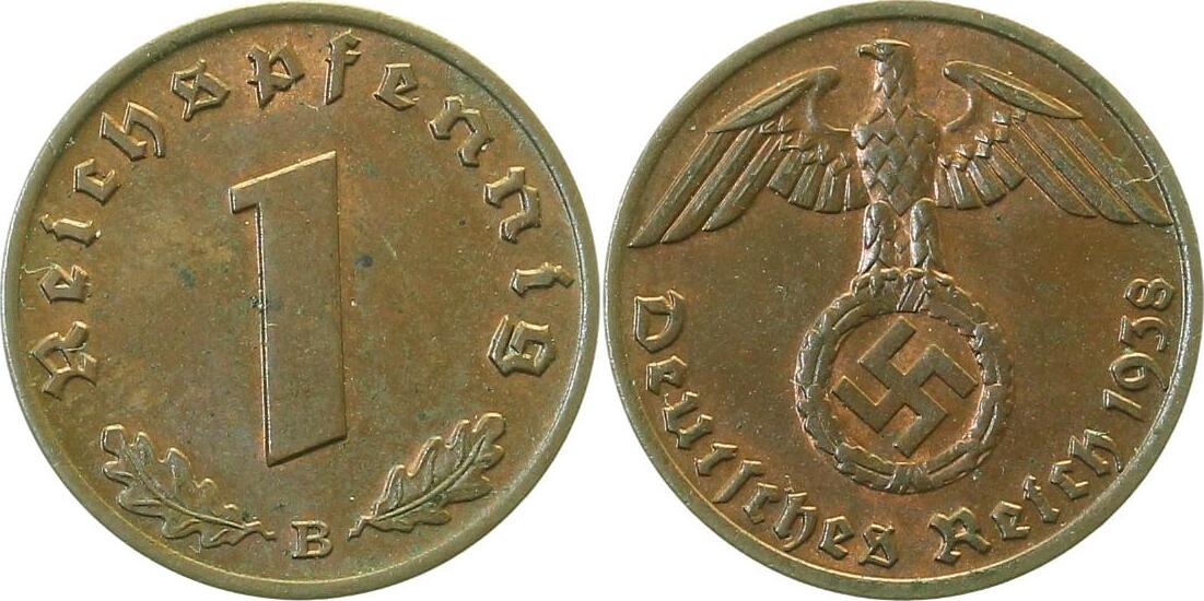 36138B~1.5 1 Pfennig  1938B f.prfr J 361  