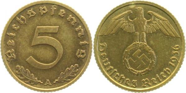 36336A~1.2a 5 Pfennig  1936A prfr. Erstabschlag (EA)! ! J 363  