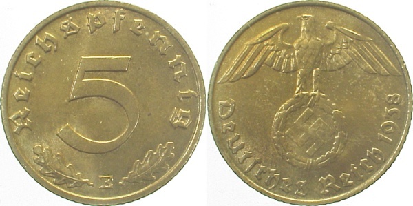 36338E~1.2 5 Pfennig  1938E prfr J 363  