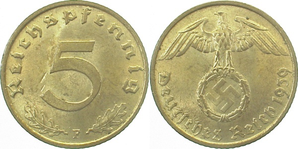 36339F~1.5 5 Pfennig  1939F vz/st J 363  