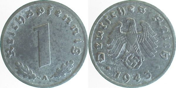 36943A~2.0 1 Pfennig  1943A vz J 369  