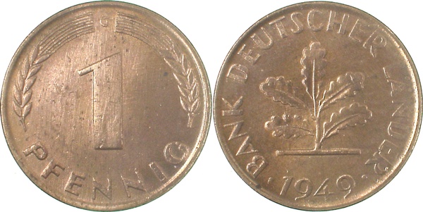 37649G~1.2 1 Pfennig  1949G bfr J 376  