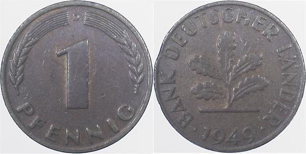 37649D~2.0 1 Pfennig  1949D vz J 376  