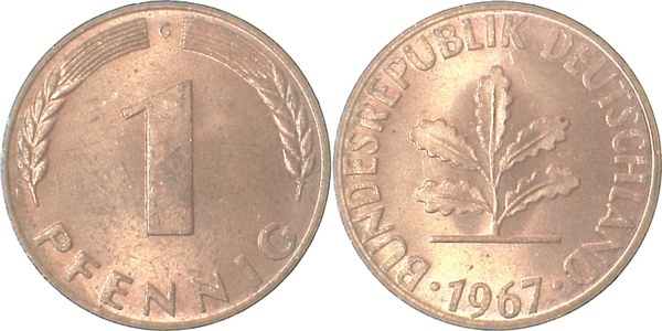 38067G~1.2 1 Pfennig  1967G bfr J 380  