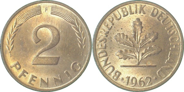 38162F~1.2 2 Pfennig  1962F bfr J 381  