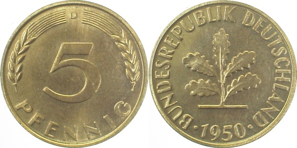 38250D~0.0 5 Pfennig  1950D PP 400 Exemplare  J 382  