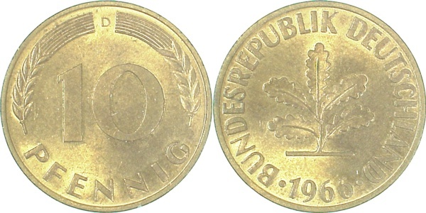 38366D~1.1 10 Pfennig  1966D bfr/stgl J 383  