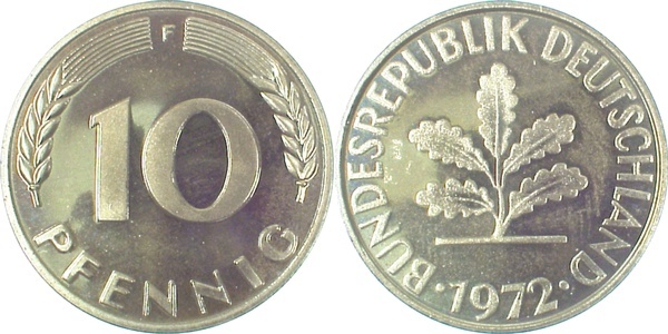 38372F~0.0 10 Pfennig  1972F PP 8100 Exemplare  J 383  