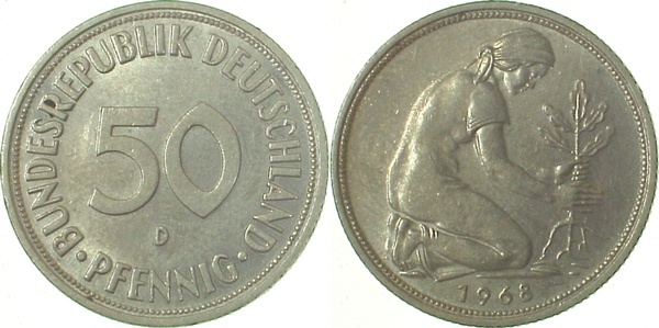 38468D~2.0 50 Pfennig  1968D vz J 384  