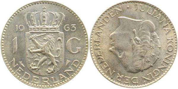 NL-1.0-63b 1 Gld. Niederlande 1963 prfr NL-1.0  