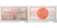 d 9 500 Milliarden Mark Crailsheim-  Crailsheim 1923 Notgeld druckfrisch Notgeld