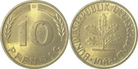     38368D~0.9 10 Pfennig  1968D stgl fein!! J 383 40,00 EUR Differenzbesteuert nach §25a UstG zzgl. Versand