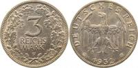 d 3 RM 34932F~1.3a-GG 3 Reichsmark  1932F f./prfr/f.stgl  !!! Erstabschlag !!! J 349