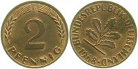  2 Pf   S38168G1.5a 2 Pfennig  1968G ca. S40 f.prfr. J 381 10,00 EUR Differenzbesteuert nach §25a UstG zzgl. Versand